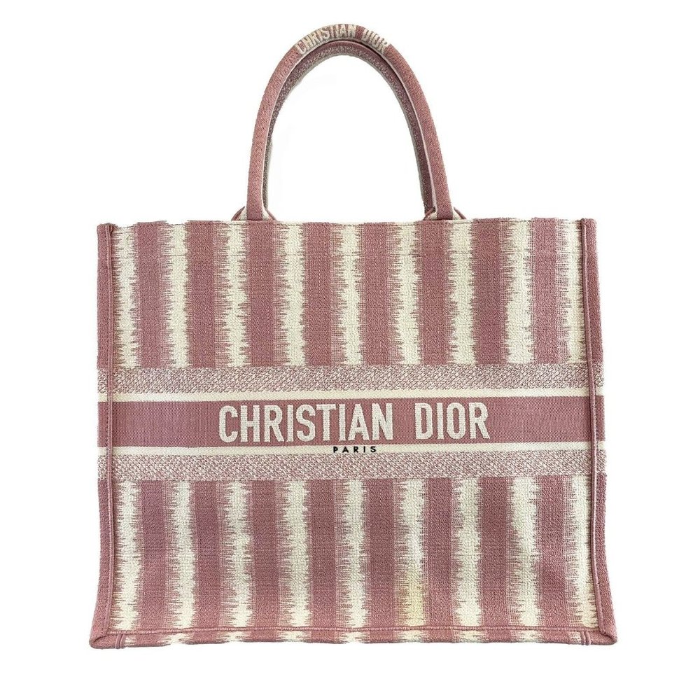 Christian Dior Bayadere Stripe Large Book Tote D-Stripes Embroidery Pink - Picture 10 of 14